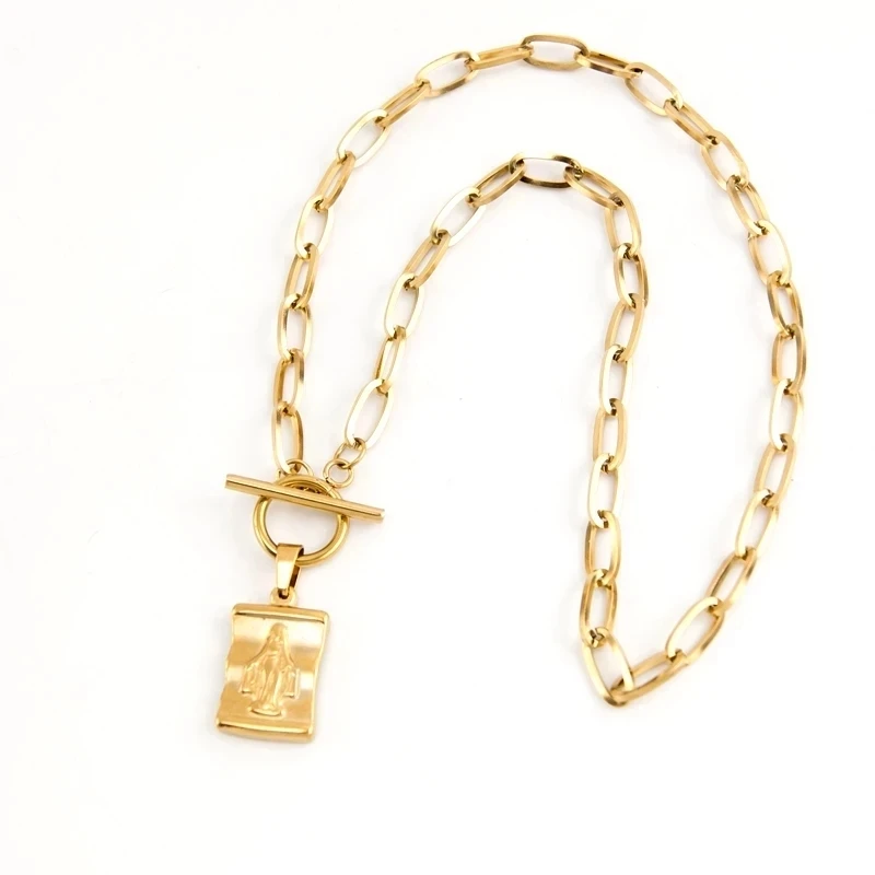 Ожерелье женское из нержавеющей стали с переключателями Девы Марии Массивное