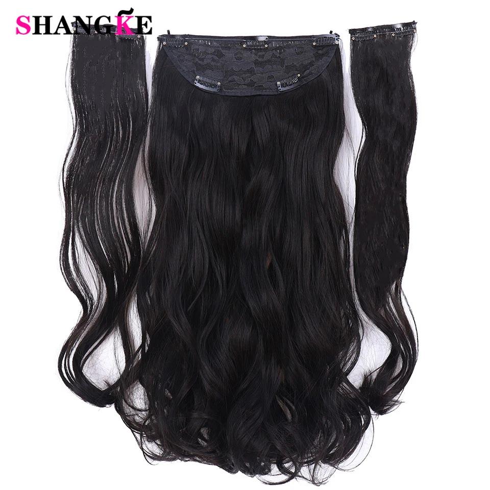 Fish Line with Clip in Hair Extensions Natural Pieces Real 24 inch Synthetic Flip Wavy | Шиньоны и парики