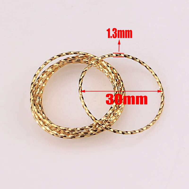 Gold 30mm 10 шт. Нержавеющая сталь соединительные кольца с покрытием из настоящего золота витой 30/50 мм замкнутые кольца для Diy серьги модные пряжки Чехол для мобильного телефона в стиле "Bts - Цвет: Gold 30mm