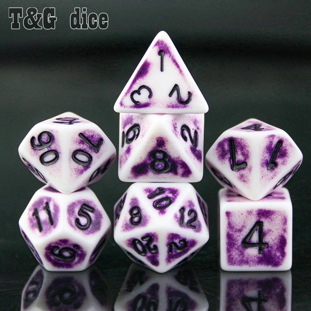 Ретро эффект игральные кости набор 7 шт./компл. + сумка многослойная TRPG Игры игры
