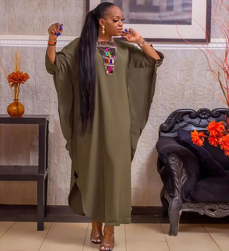 

Length 160cm African Dashiki Dress Beading Hijab Abaya Bandage Bazin Vintage Vestidos Robe Gowns Africa Clothes Sexy Lady Party