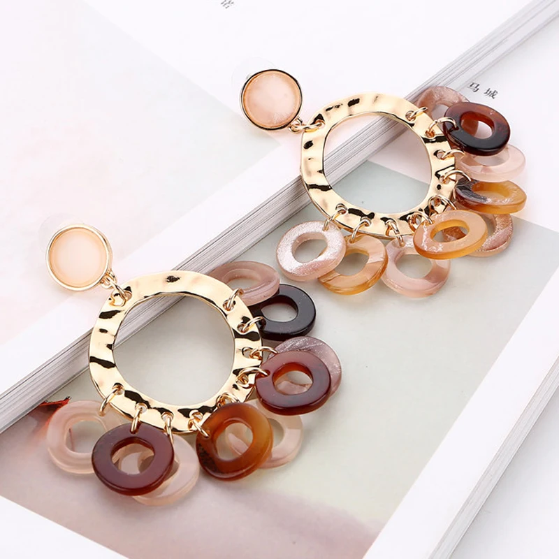 

Gold Plated Metal Ear Jewlery Acrylic Dangle Charms Earrings