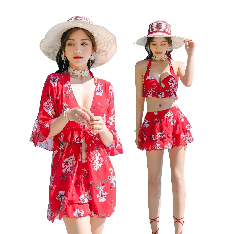 

Swimsuit Women's Three-Piece Sexy Split Hot Spring plus Size Bikini Swimsuit Women's New Cute Japanese Style Fresh