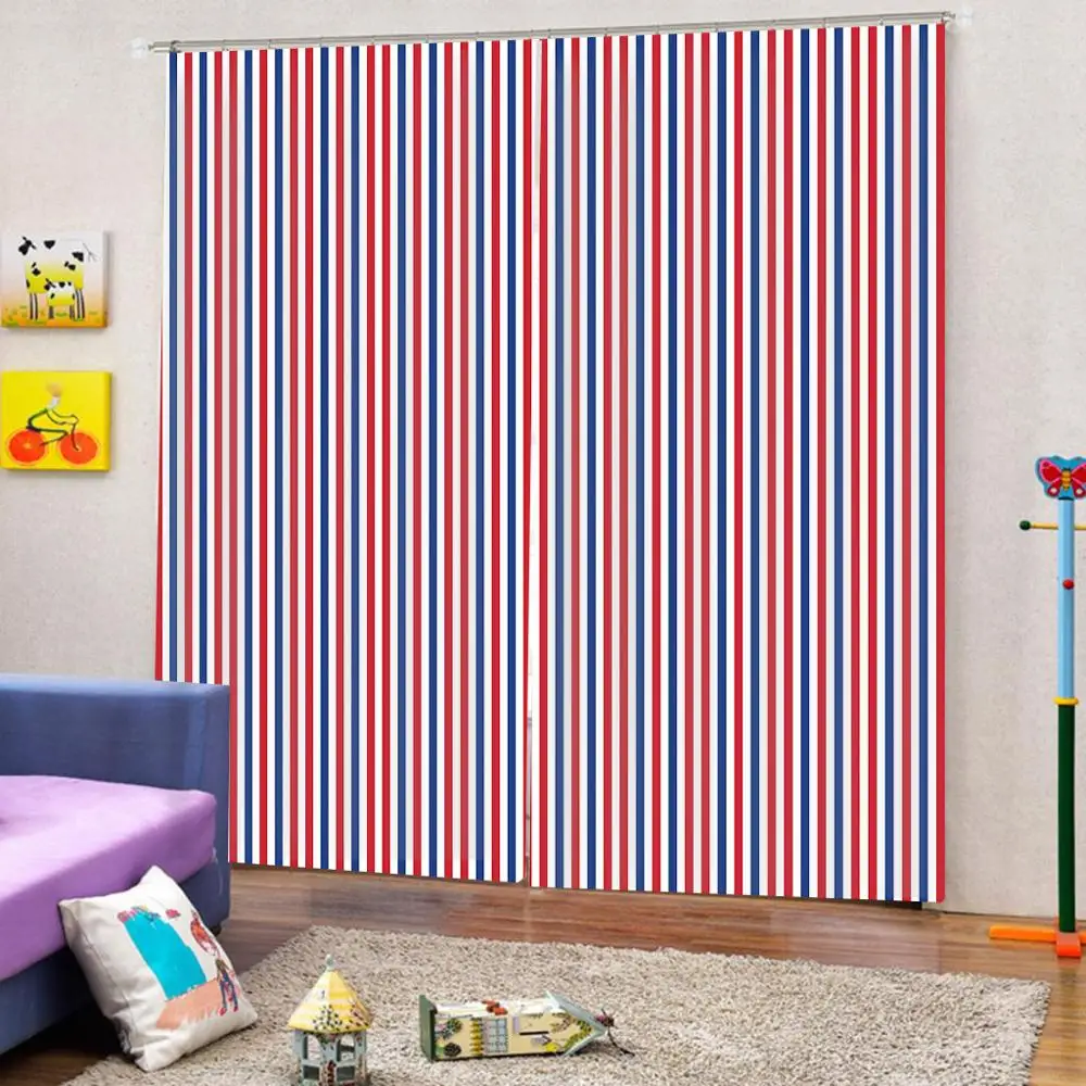 Синие шторы с буквенным принтом Затемненные Роскошные 3D набор для спальни