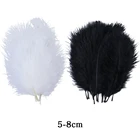 Страусиное перо 5-8 см, украшение для свадебвечерние, шлейф, черные и белые перья для рукоделия, аксессуары для ювелирных изделий, оптовая продажа