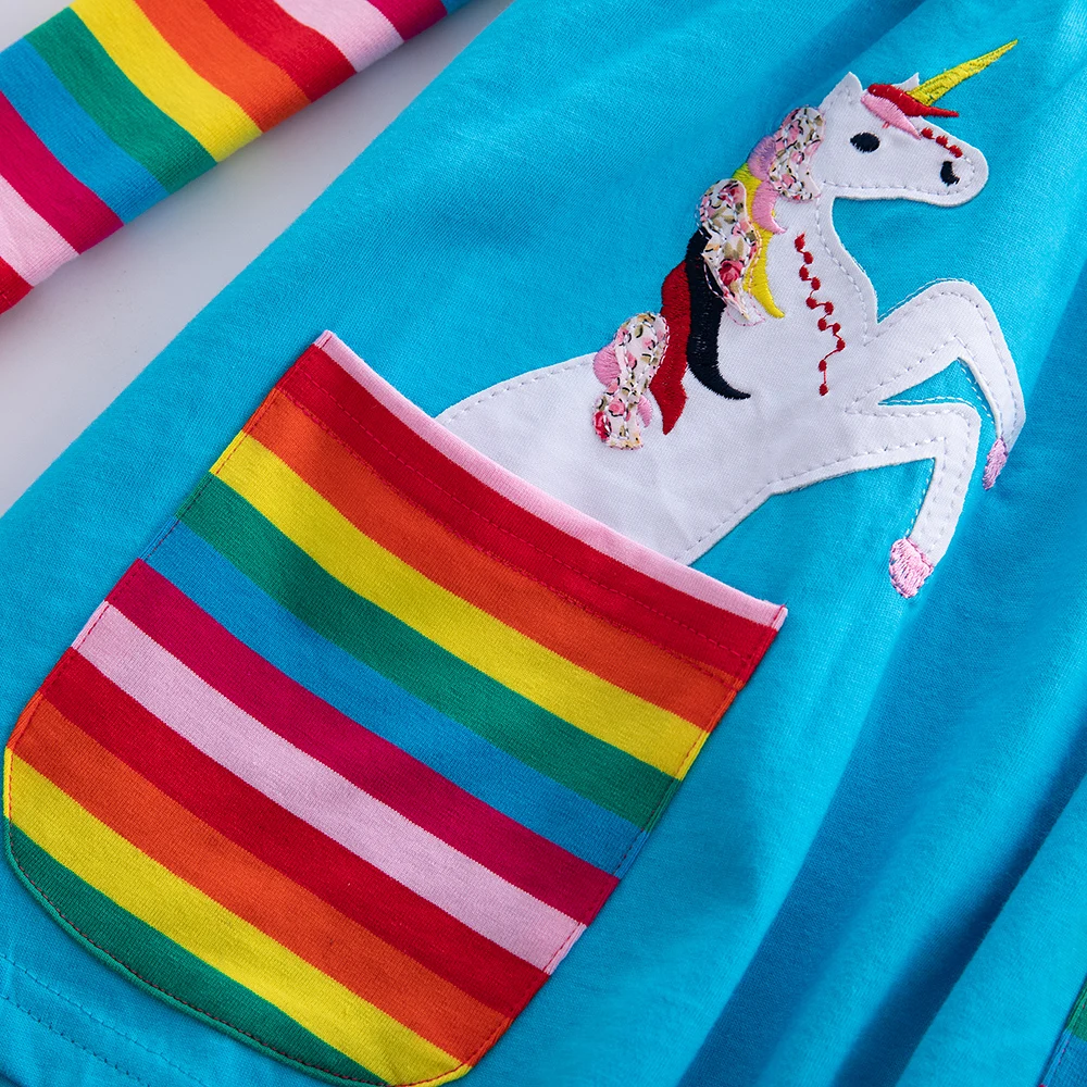 Платье с длинным рукавом для девочки единорог маленький пони мультяшное платье