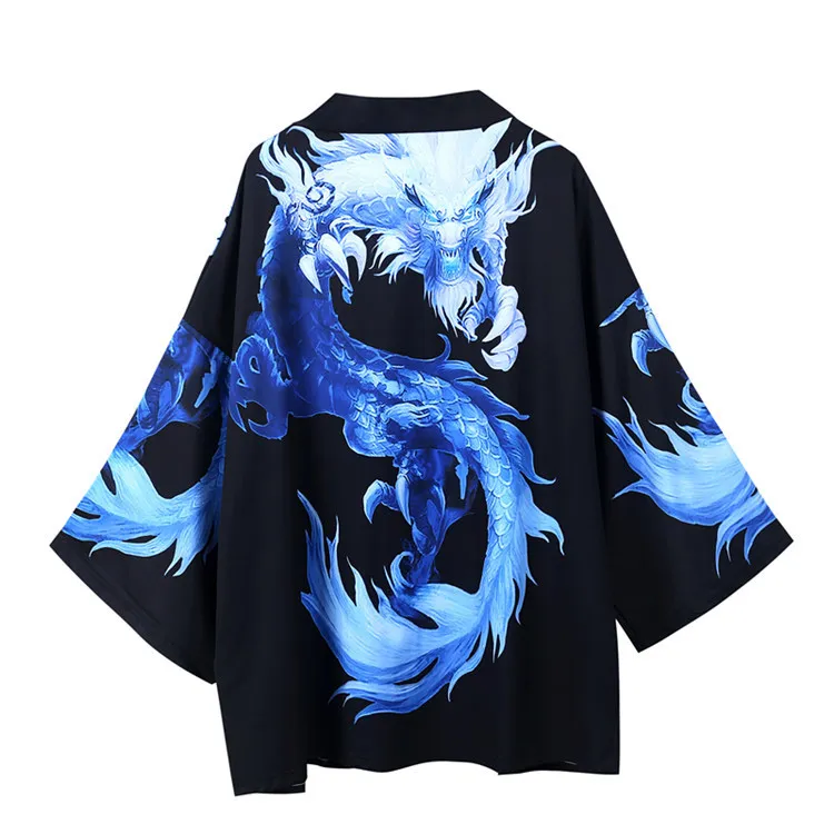 Традиционный японский кардиган Kimonos Dragon Printi для мужчин и женщин с семиточечным