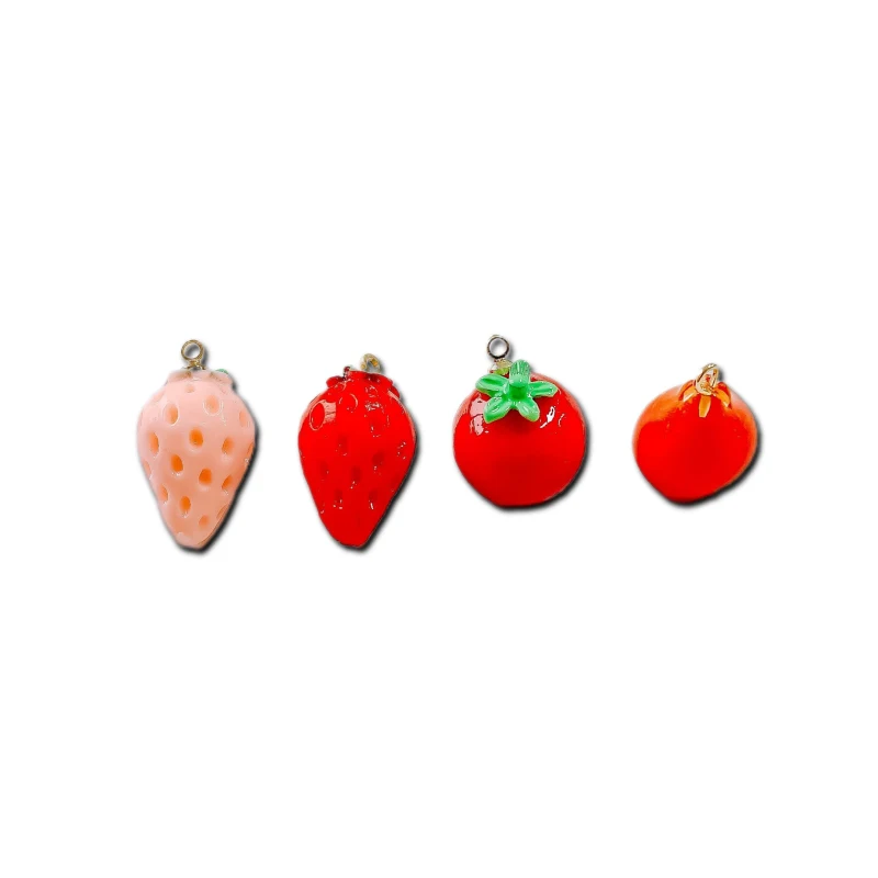 

Серьги-капли акриловые, клубника, гранат, ожерелье с подвесками, 4 шт.