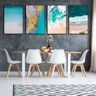 Постер морской пейзаж в скандинавском стиле, холст с рисунком синего моря, серфинг на стене, современная картина с волнами для гостиной, украшение для дома