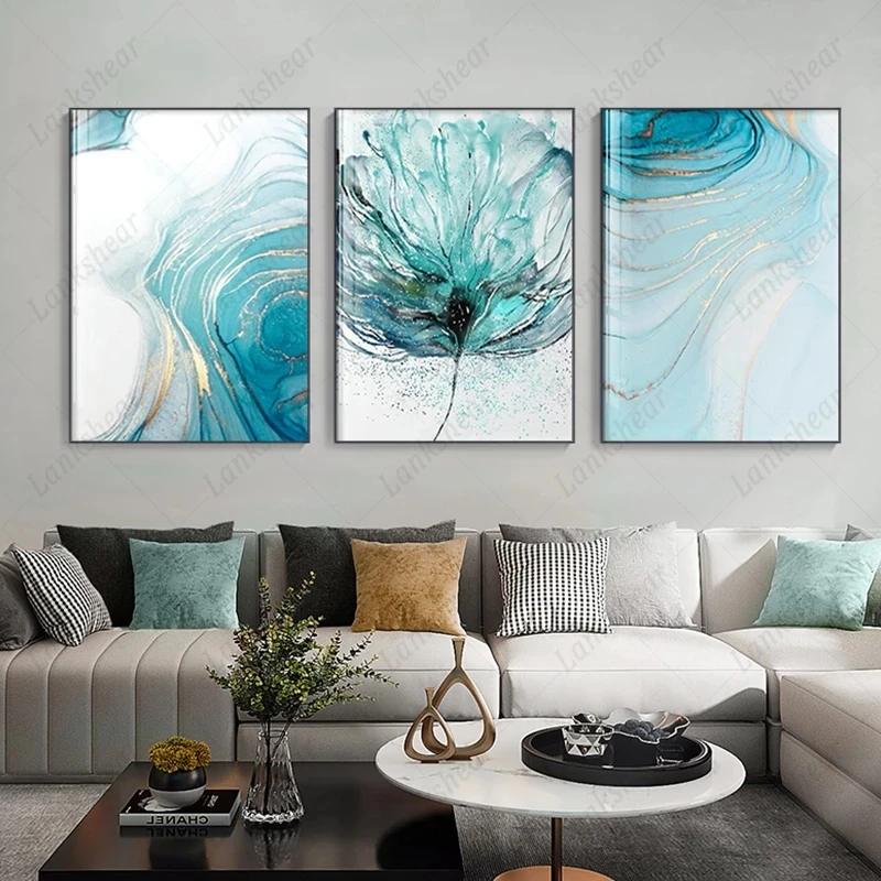

Modern Abstract Flowers Canvas Painting Posters and Prints Gold Wall Art Picture for Living Room Bedroom Scandinavian Home Decor