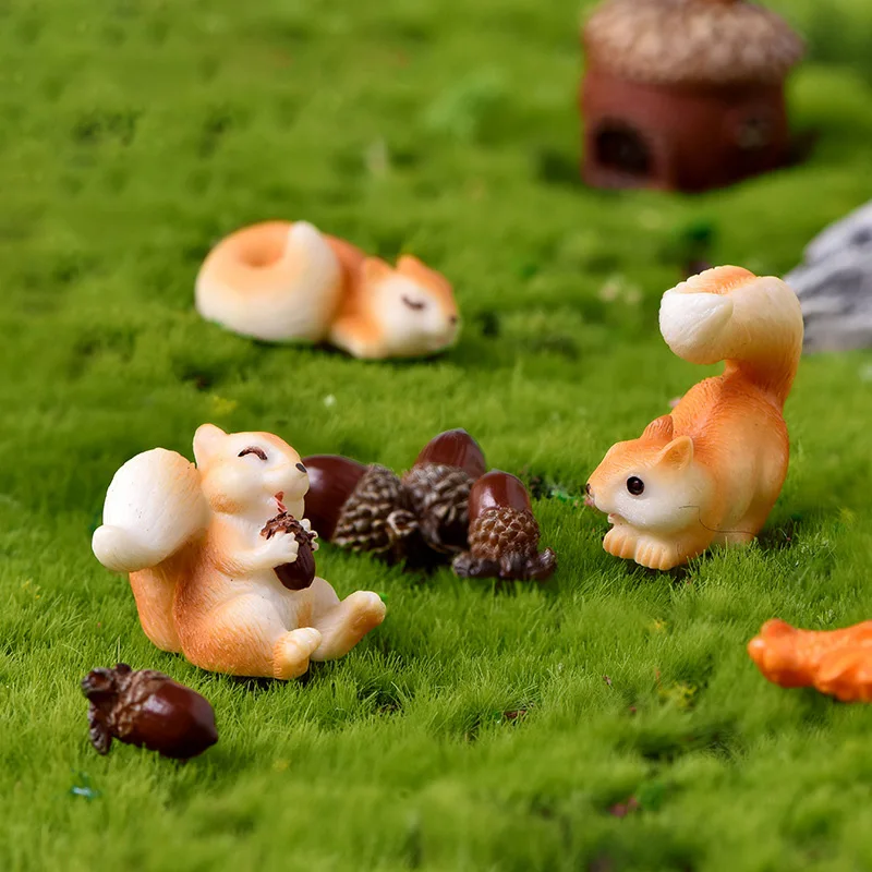 Искусственный лес животное белка семья опавшие листья сосновые конусы