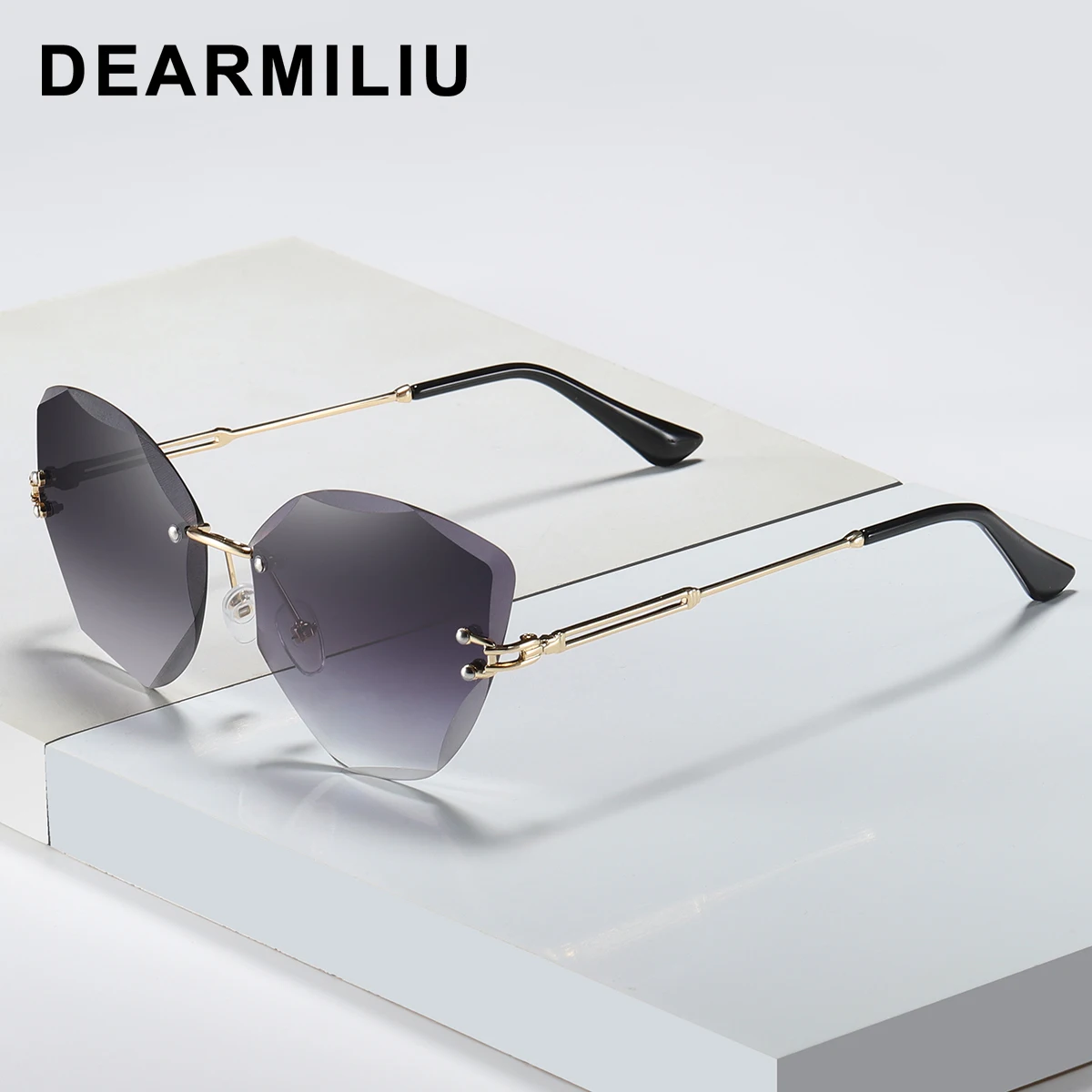 

2020 дизайнерские модные женские солнцезащитные очки DEARMILIU без оправы женские солнцезащитные очки винтажная оправа из сплава Классические б...