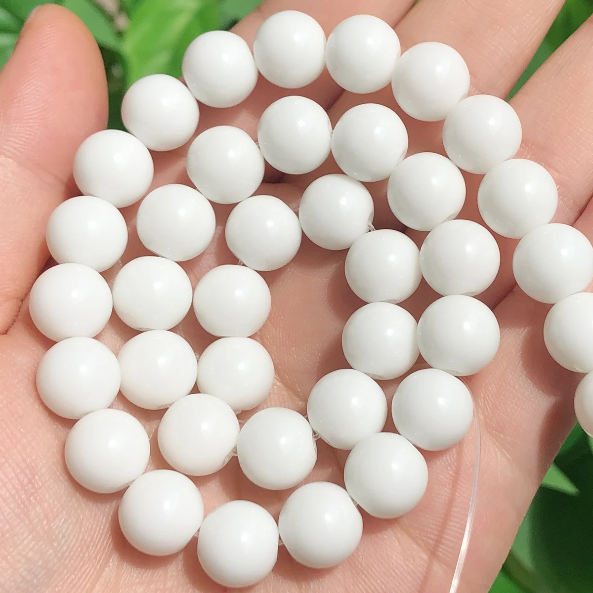 Бусины из натурального камня Φ белые круглые бусины для изготовления ювелирных