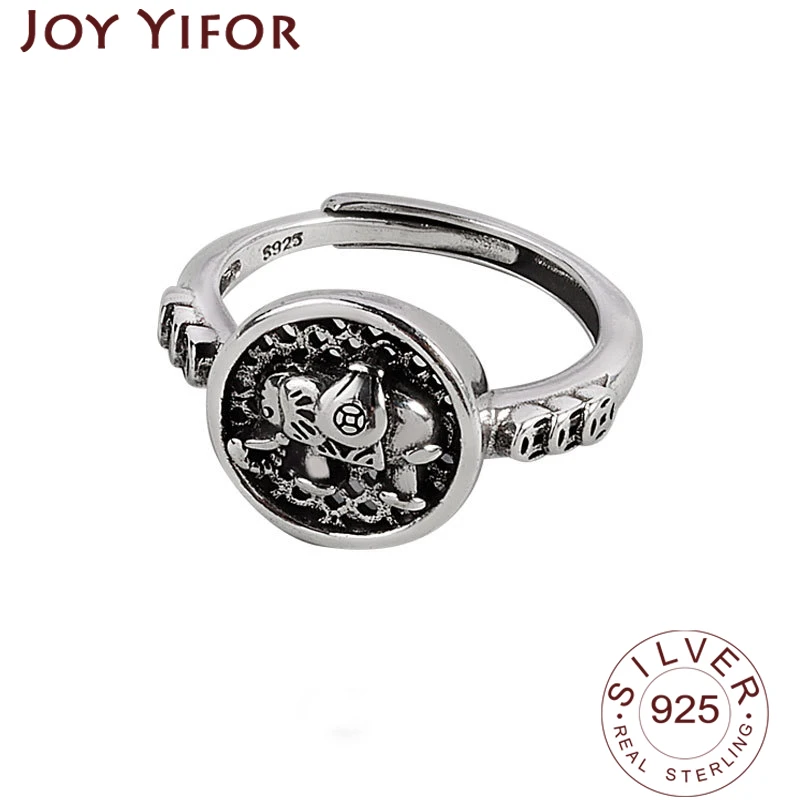 

925 Sterling Silver Korean Elephant Shape Ring Female INS Simple Handmade Opening Index Finger Fashion Jewelry Couple