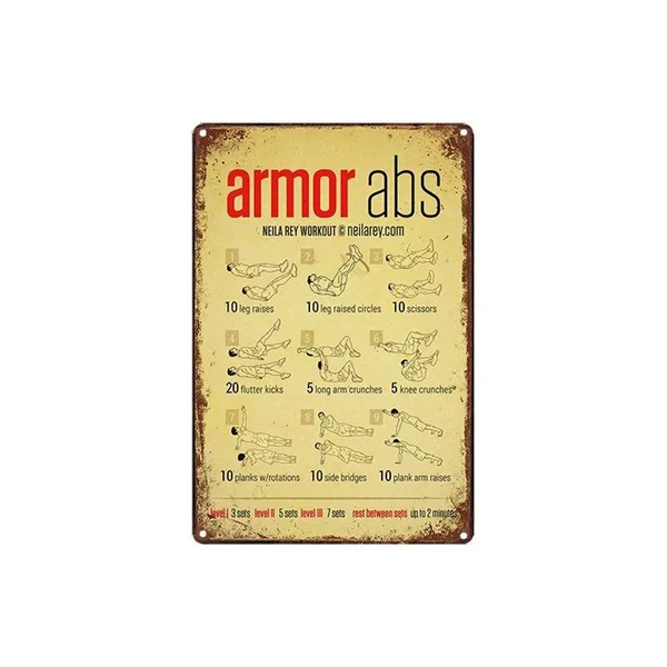 

Vintage Gym Armor ABS Metal Tin Sign 8x12 Inch Retro Exercise Abdominal Muscles Poster Home outdoor Indoor Wall Decor
