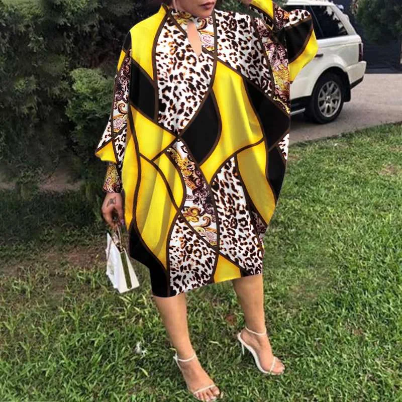 

Bohemian Midi Dress VONDA 2022 Women Vintage Party Dress Elegant Bat-Sleeve Vestidos Holiday Sundress Robe Femme Oversized