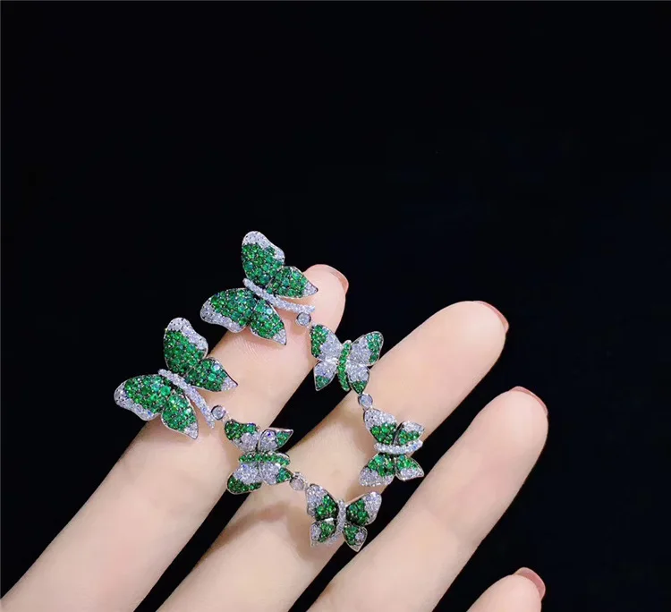

Серьги-подвески женские из серебра 925 пробы, с сапфиром, изумрудом