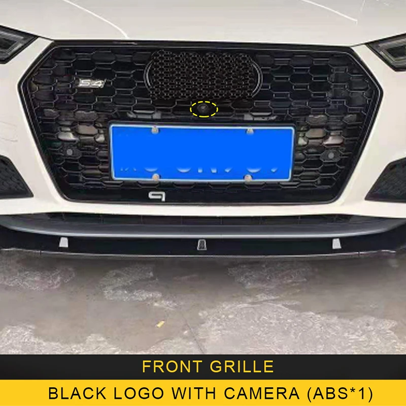 Black with camera Для Audi A4 S4 B9 автомобильный передний капот средняя сетка бампер решетка рамка Крышка отделка внешние аксессуары - Цвет: Black with camera