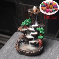 multi style mountains river waterfall zen incense burner fountain backflow aroma smoke censer holder office home unique crafts