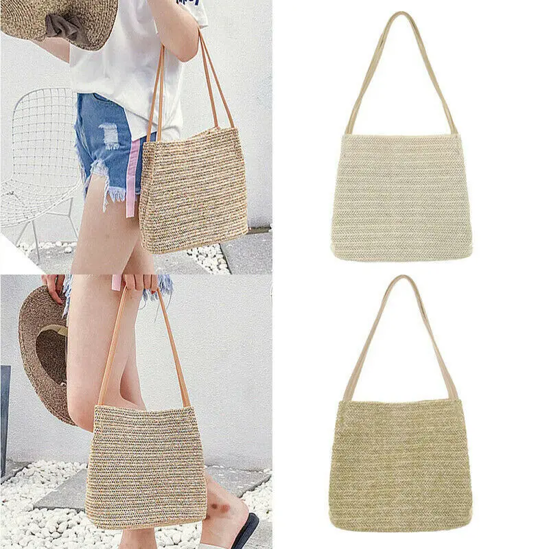 Fashion Women Straw Large Tote Beach Bag Shoulder Handbag Retro Rattan Woven Vintage Knitted Messenger Purse | Багаж и сумки