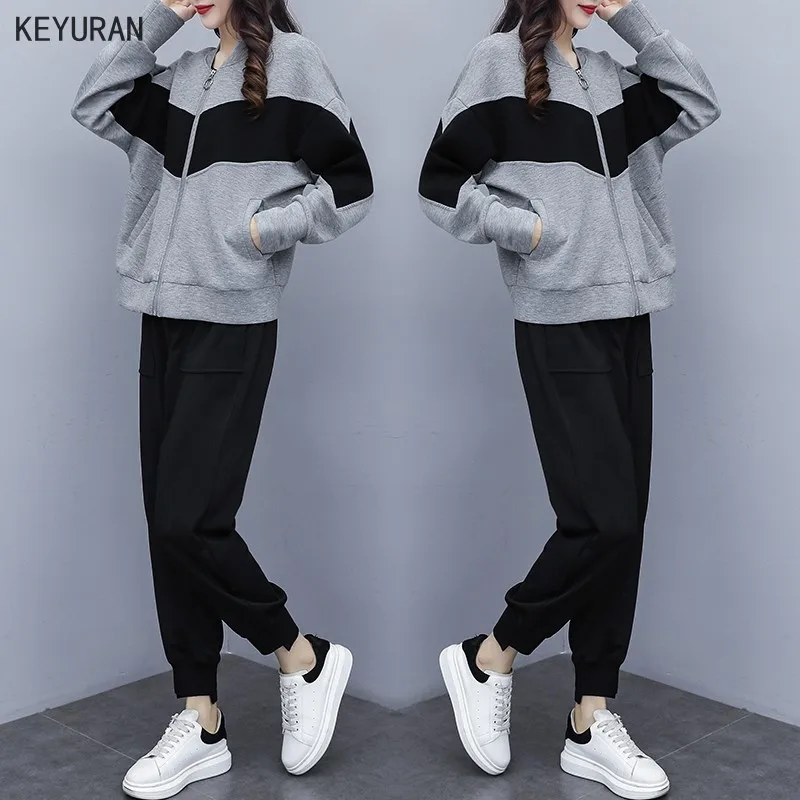 Женский спортивный костюм из двух предметов куртка с длинным рукавом и штаны