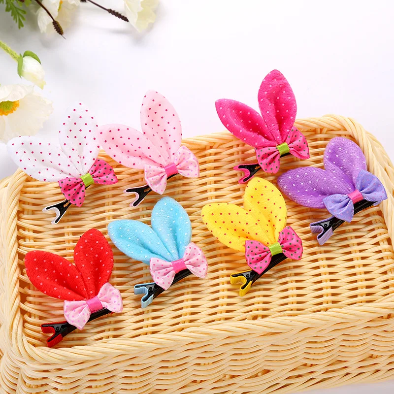 1pcs Cute Girl's Hair Clips Barrettes 3D Dot Butterfly Rabbit Ears Cloth Hairpins Princess Bows for Girls kids Handmade Acce | Детская
