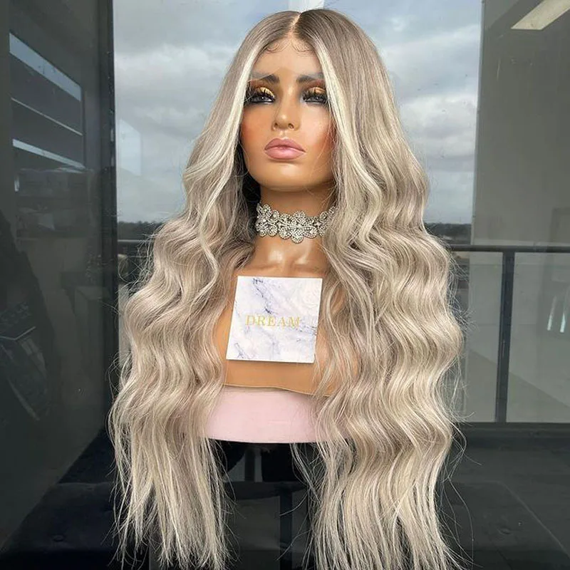 

Light Ash Blonde Body Wave 100% Human Hair Wigs for Women Glueless Deep Part 13x6 Transparent Lace Front Wigs with Baby Hair