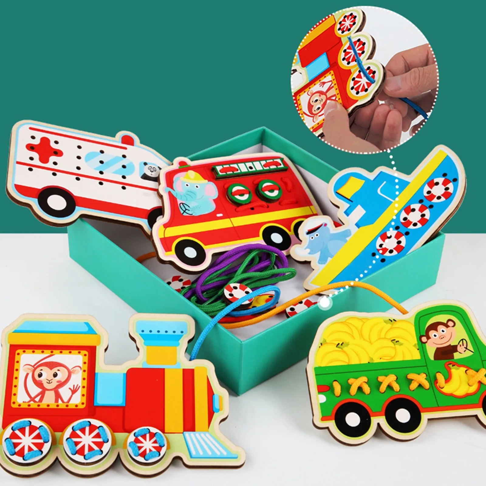 Деревянная кружевная игрушка животное для дошкольного обучения обучающая