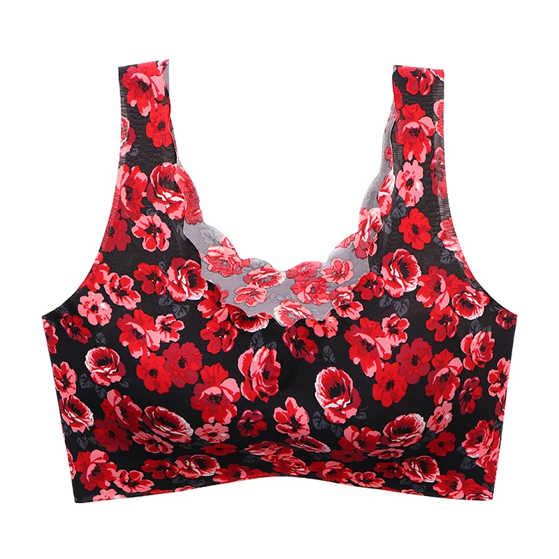 

Women Seamless Bras Leoprad Floral Printed Push Up Bra Girls Brassiere Tops Vest Lingerie Female Underwear