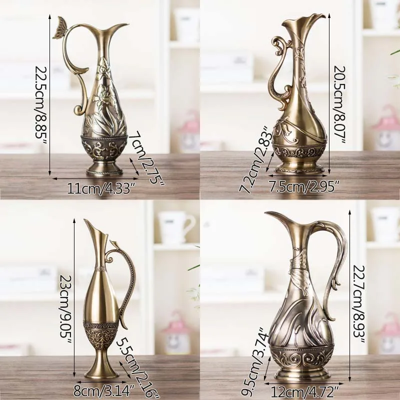 European Retro Bronze Flower Vase Creative Metal Copper Hydroponic Device Room Decor Ornament Home Decoration Accessories | Дом и сад