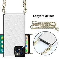 luxury chain necklace phone case for iphone 13 12 11 pro max 7 8 plus x xr xs max lanyard neck strap rope cord back cover