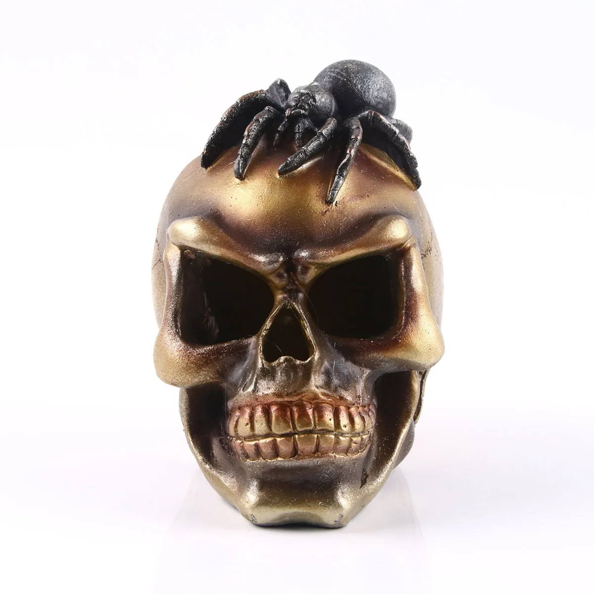 Статуэтки из смолы маленькая золотая голова паук Череп подарок на Хэллоуин