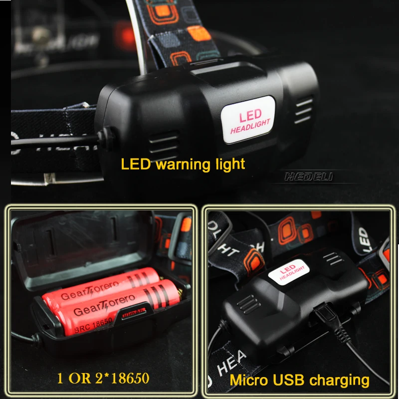 10000lm светодиодный перезаряжаемый налобный фонарь CREE XML-T6 Zoom 18650 Фонарь для рыбалки