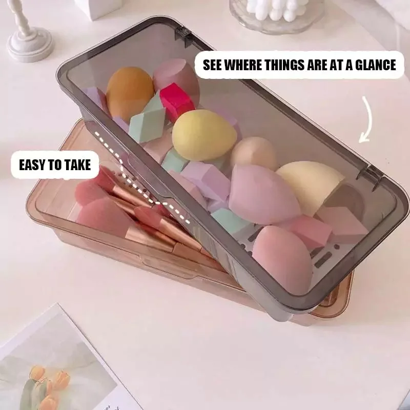 

Makeup brush storage box with lid Dustproof For eye shadow brush beauty Egg Eyebrow Organizer travel portable storage bucket