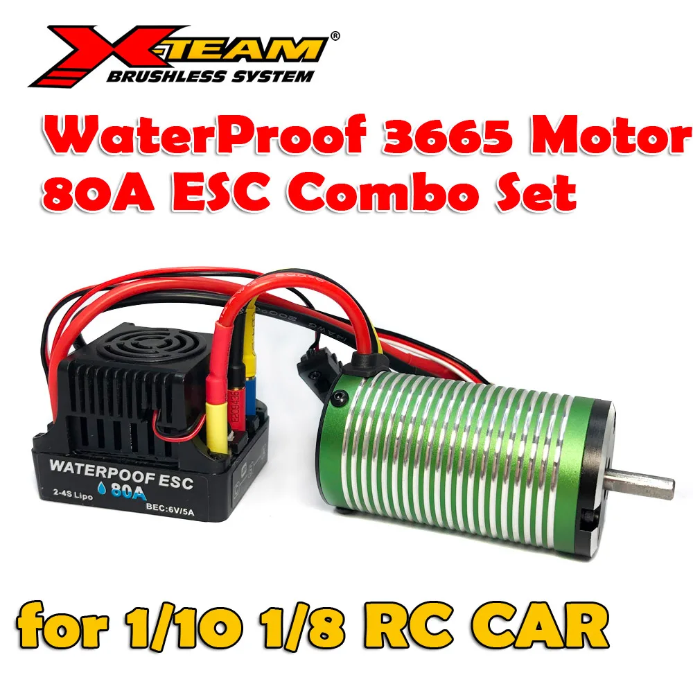 

X-TEAM WaterProof 3665 4500KV 3930KV 2680KV Brushless Motor 80A ESC for Remote Control RC Cars 1/10 1/8 Buggy Monster Upgrade