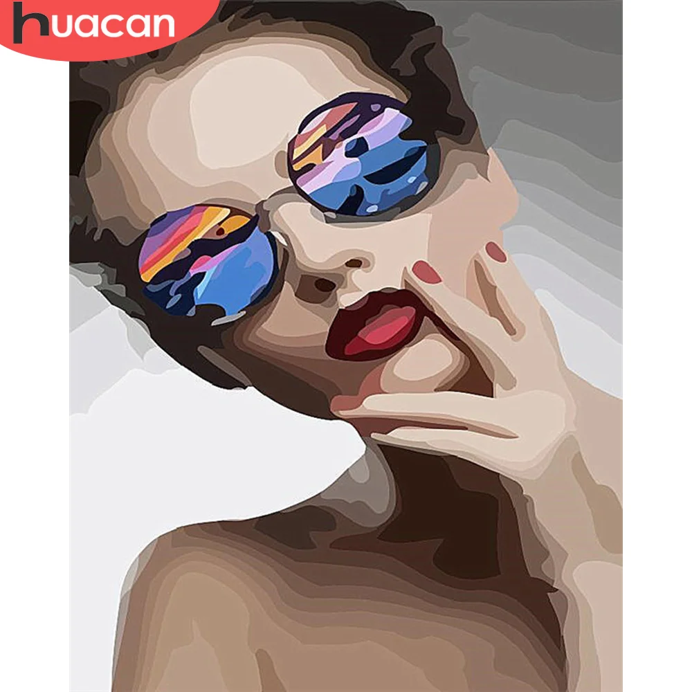 

HUACAN DIY Pictures By Number Girl Kits Hand Painted Paintings Art Drawing On Canvas Painting By Numbers Portrait Home Decor