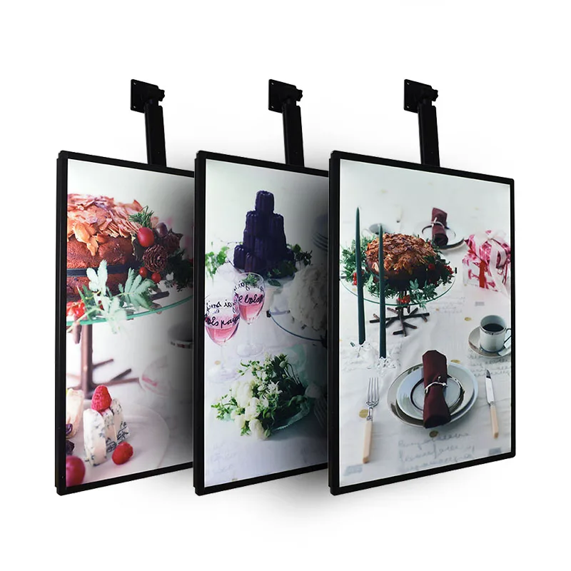 Черный Алюминевая защелкивающаяся фоторамка тонкий светодиодный светильник