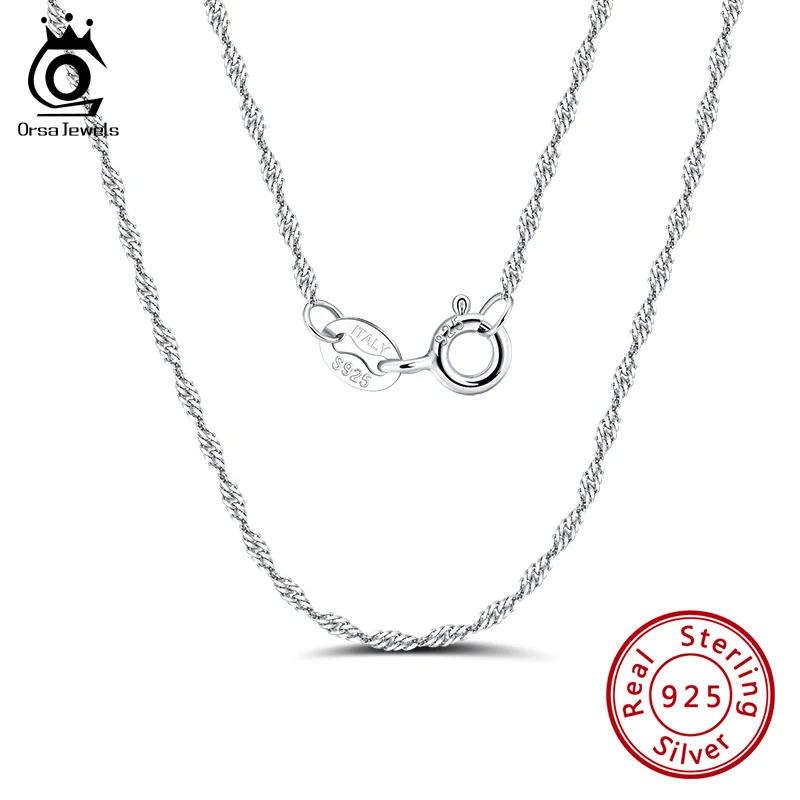 ORSA JEWELS модное 2 3 мм 925 серебро витой панцирного плетения Сингапур на веревке