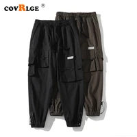 covrlge mens pants spring autumn new ins trend loose korean casual multi pocket decorative guard pants men streetwear mkx113