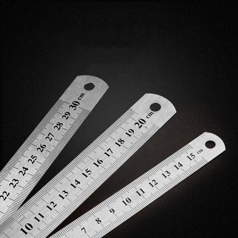 

1pc Silver 15/20/30cm High Quality Steel Metal Ruler Functional Mapping ToolSchool Office Supplies Drawing Supplies
