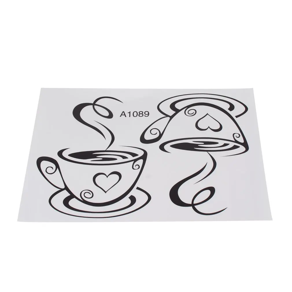 Новый дизайн наклейки пара кофейных чашек настенные сердечки форма виниловое