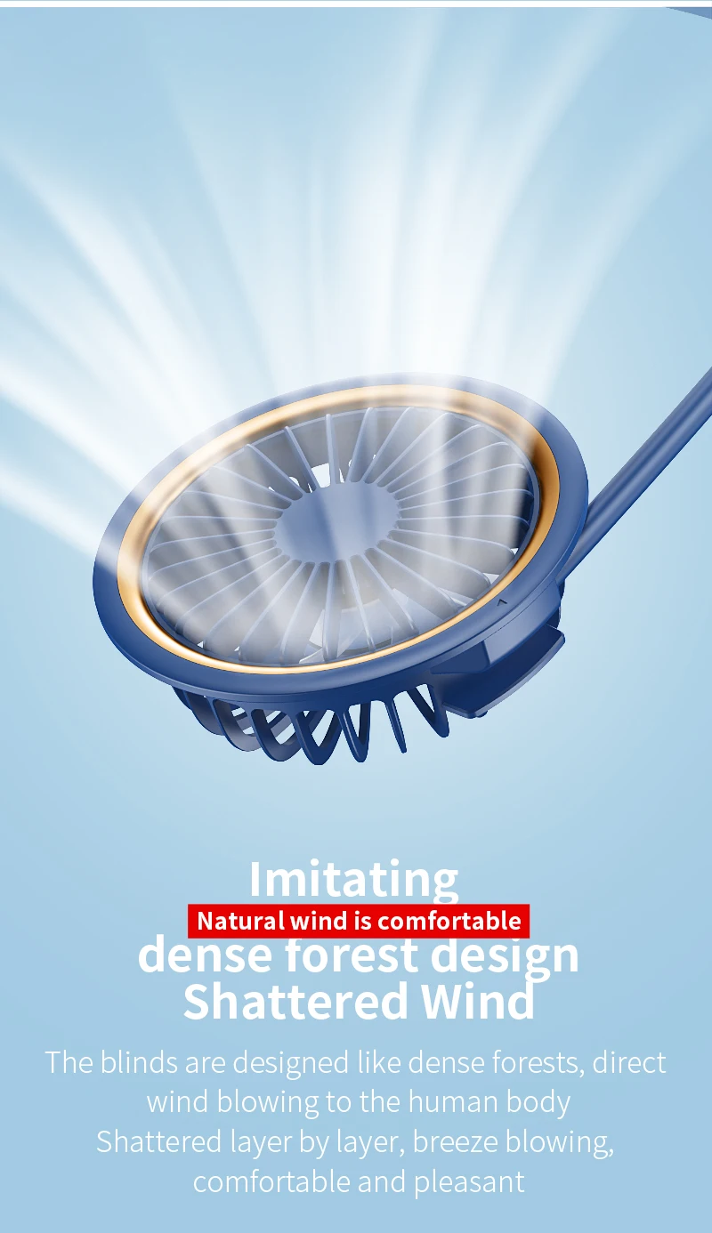 Шейный вентилятор портативный USB Перезаряжаемый светодиодный дизайн наушников