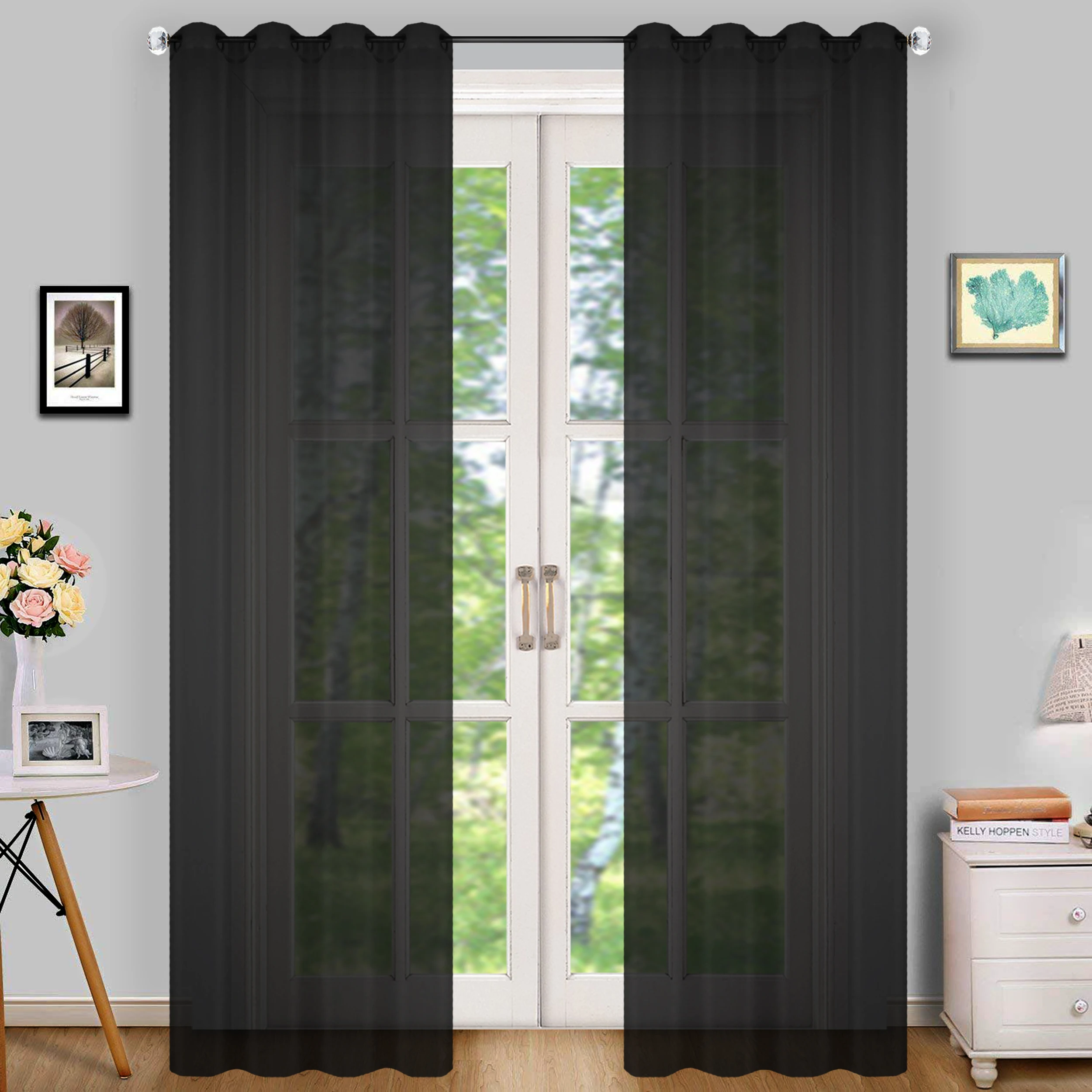 Летающая шторка для спальни s оконная тюль внутреннего дворика серая кофейная