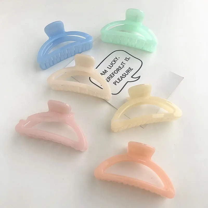 

Simple Shark Clip Barrette Ponytail Clip Makeup Styling Tools Geometric Hair Clamp Grab Acrylic Hair Claws Candy Color