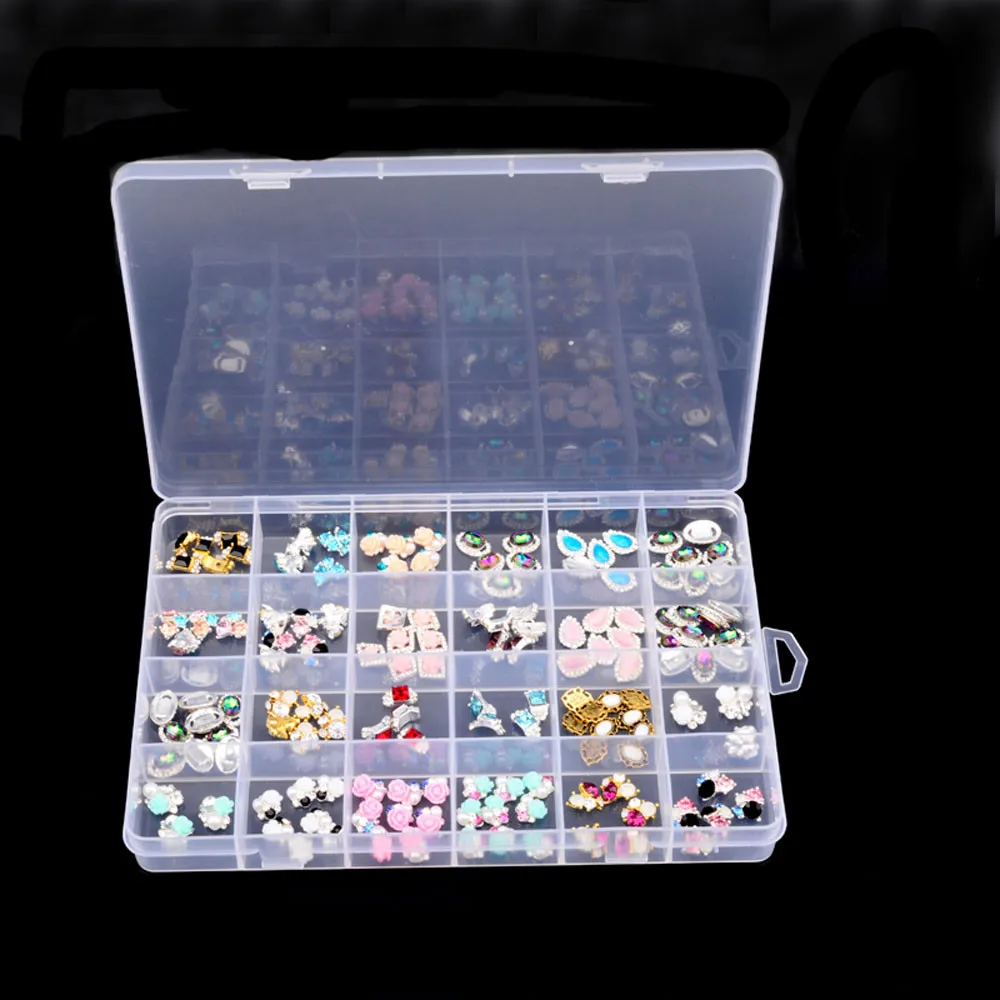 

Compartment Adjustable Container Bead Earring Rectangle Case Home Organization Transparent Plastic Storage Baskets Jewelry Box
