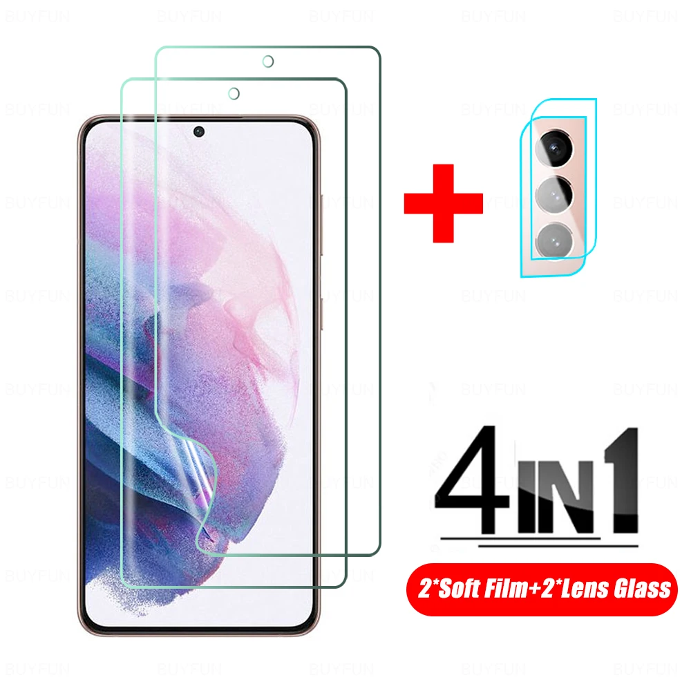 4 в 1 гидрогелевые пленки для Samsung Galaxy S21 Plus S20 Ultra FE S10 + S9 A72 A52 A32 A12 мягкая защитная