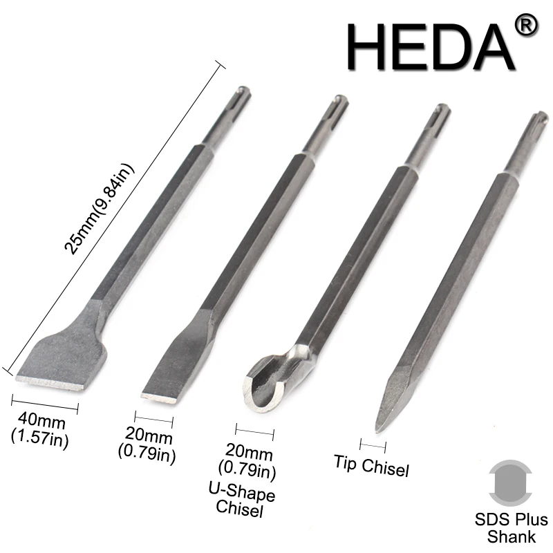 4Pcs/Set SDS Plus Shank Electric Hammer Drill Bit Point/Groove/Flat Chisel Masonry Tools Set For Woodworking Concrete Wall Rock |