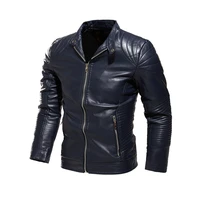 autumn winter leather coats jackets men solid velvet faux leather jackets fleece long sleeve stand collar mens jackets and coats