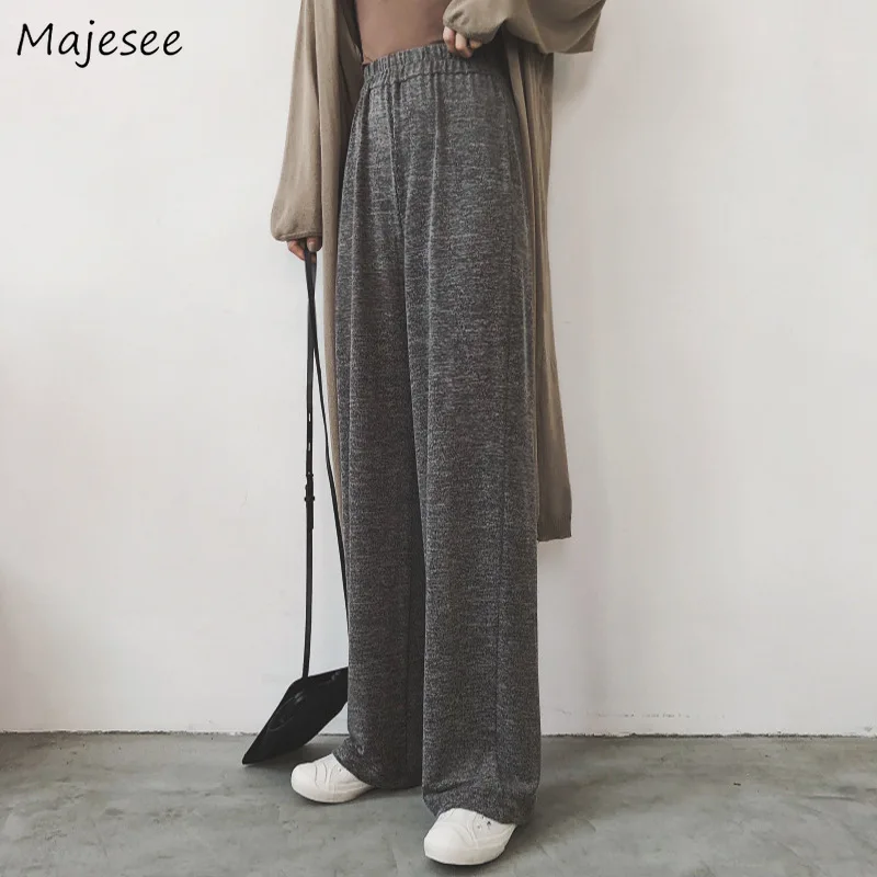 

Брюки женские полной длины, однотонные повседневные свободные узкие брюки с завышенной талией в стиле Харадзюку, мягкие винтажные спортивн...