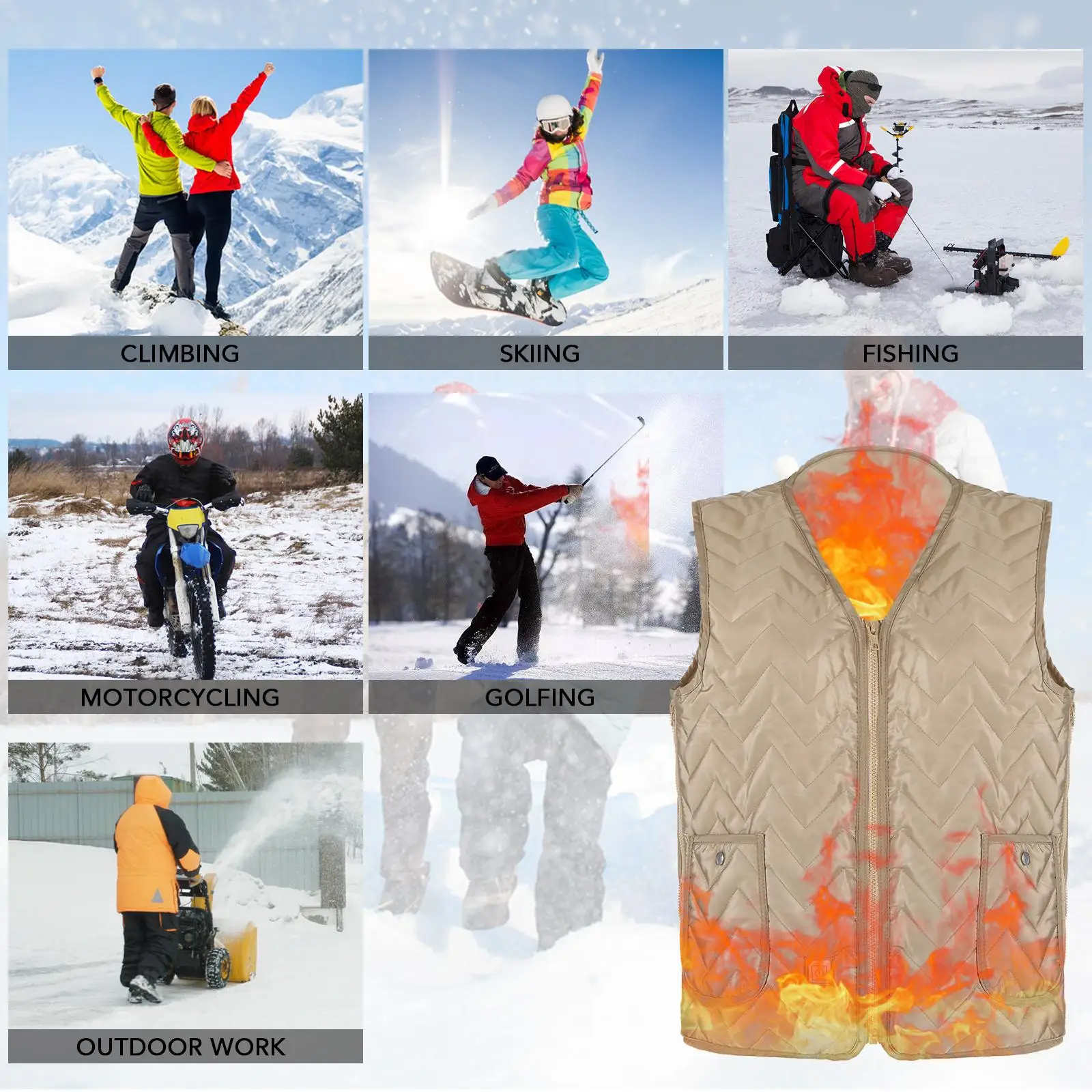 

Men Women USB Electric Heated Vest Size Adjustable Heating Vest Waistcoat Heated Clothing Winter Outdoor Heating Vest
